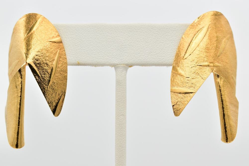 Gladys Sharnoff Vintage Earrings Vermeil 14K Gold Overlay Foil Signed 1990s 9E